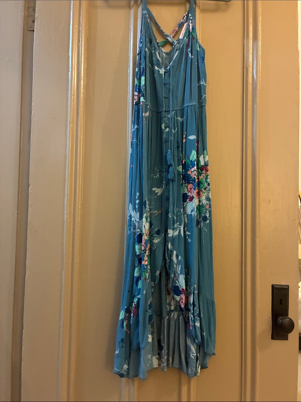 Band of Gypsies Teal Floral High-Low Maxi Skirt